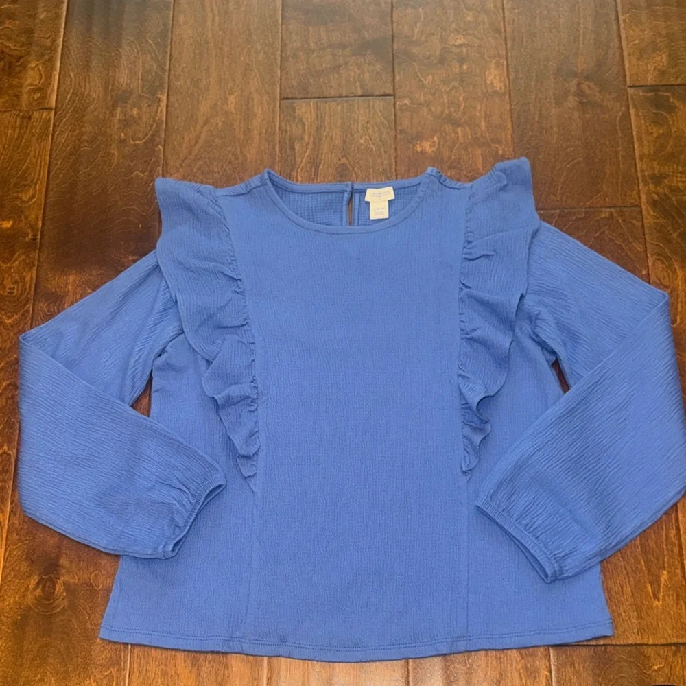 NWT J. Crew Crewcuts Royal Blue Ruffle Blouse - large price is firm